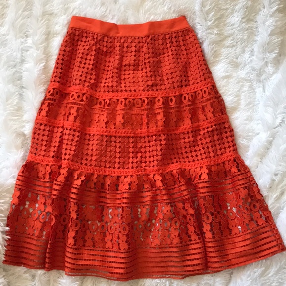 NWT DVF Orange Tiana Skirt  size 6. - Picture 1 of 6